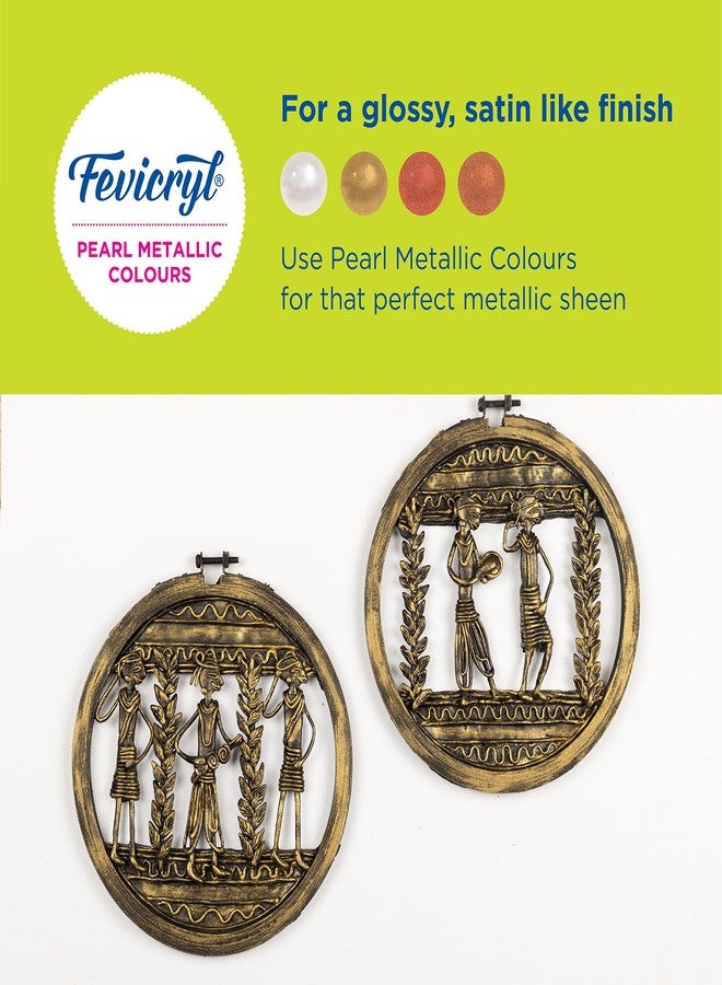 Fevicryl Acrylic Pearl Metallic 100ML Colour Combo | Paint on Canvas, Wood, Earthenware, Stone, thermocol, Metal, Leather, Glass | Ideal for Artists, Beginners and Gifting - Image 3